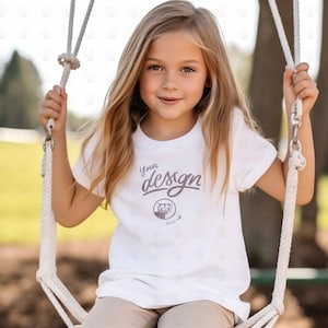 Girl White Shirt Mockup, White Bella Canvas T Shirt Mockup, Mockup, Children Mockups, Unisex T Shirt Mockup, Kid&#39;s T Shirt Mockup, Girl Mock