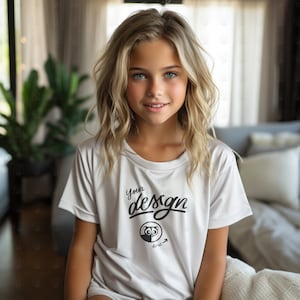White T Shirt Mockup, Teen Girl White Shirt Mockup, Children Mockups, Unisex T Shirt Mockup, Kid&#39;s T Shirt Mockup, Girl Mock, Youth Mockup