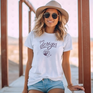 Summer Mockup, Woman T-Shirt Mockup, Bella Canvas White Color T-Shirt, Women&#39;s Mockup, Casual Mockup, T Shirt Woman Mockup, Outdoor Mockup
