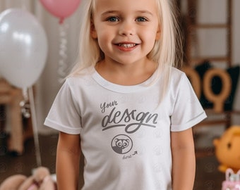 Birthday Girl T-Shirt Mockup, Kids White T Shirt Mockup, Children Mockup, Girl White Shirt Mock up, Kids Mockup, Balloons Birthday Mockup