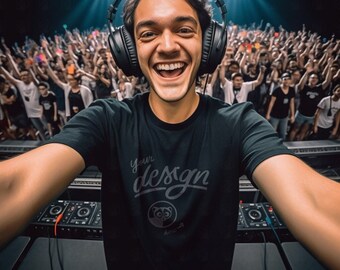 Dance Club Mockup, Music DJ theme Mockup, Man Black T-Shirt Mockup, Ibiza Theme Mockup, Mockup, Deejay Mockup, Cool T Shirt Design Mockup,
