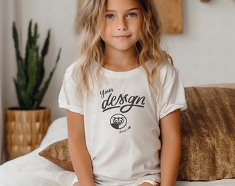 Girl White T Shirt Mockup, Boho Mockup, White Shirt Mockup, Mockup, Children Mockups, Tee Shirt Mockup, Kid's T Shirt Mockup, Girl Mockup