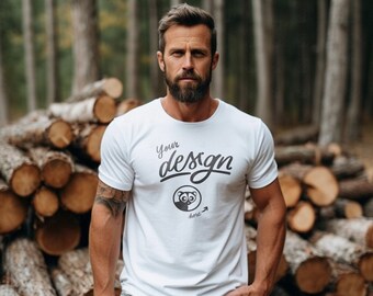 Father's T Shirt Mockup, Bella Canvas White TShirt, Father's Day Shirt mockup, Dad Mockup, Cabin House Mock, Woods Mockup, Male Shirt Mockup