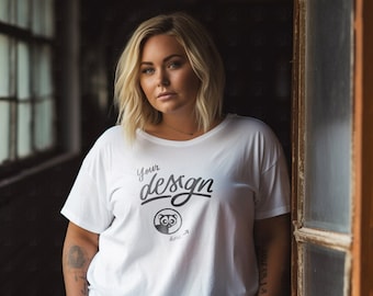 Plus Size Woman T-Shirt Mockup, Plus Size Model Mockup, Women's Tee Mock, Large Model Mockup, Diverse Mockup, Plus Size Model White Tee Mock