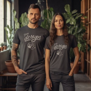 Couple Mockup, Gray T shirt Mockup, Couple Gray T-shirt Mock, Matching T Shirts Mockup, Men and Women, Mom And Dad Mockup, Set Of Tee Shirts