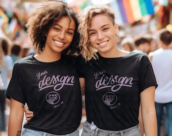 Couple Mockup, Black T-shirt Mockup, Pride Mockup, T Shirt Mock Up, Lesbian Couple, Gay Tshirts Mockup, Female Couple Mock Up, LGBTQ+ Mockup