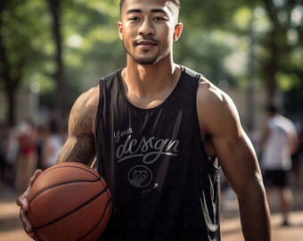 Basketball Tank Top Mockup, Black Tank Mockup, Black Man Mock Up, Male Tank Mock up, Male Model Mock, Sport Mockup, Athletic Man, Black Tank