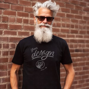 Cooles Opa Mockup, Großvaters schwarzes T-Shirt Mockup, Opas T-Shirt, Opa Mockup, Vatertags-T-Shirt Mockup, Reifer Mann Mockup
