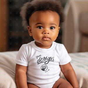 Adorable Baby White T Shirt Mockup, Baby Mockup, Kid&#39;s White Shirt Mockup, Black Baby Mockup, Children Mockup, Arican American Baby Mockup