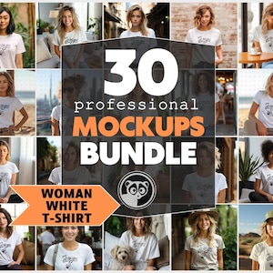 Mockup Bundle White Woman T-Shirt Mockups, White T-Shirt For Women, Model Mockups Bundle, Womens Tee Mock, Unique Mockups, Urban Style Mock