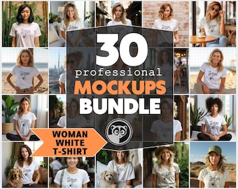 Mockup Bundle White Woman T-Shirt Mockups, White T-Shirt For Women, Model Mockups Bundle, Womens Tee Mock, Unique Mockups, Urban Style Mock