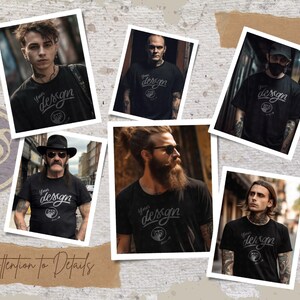 Street Vibe Men Mockup Bundle, Black T-Shirt Male Mockups Bundle, Tattooed Man Mockup, Manly Mockup Bundle, Hipster Mockup, Alternative Men