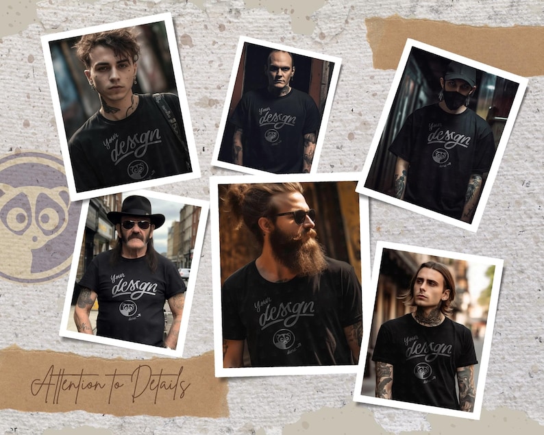 Street Vibe Men Mockup Bundle, Black T-Shirt Male Mockups Bundle, Tattooed Man Mockup, Manly Mockup Bundle, Hipster Mockup, Alternative Men