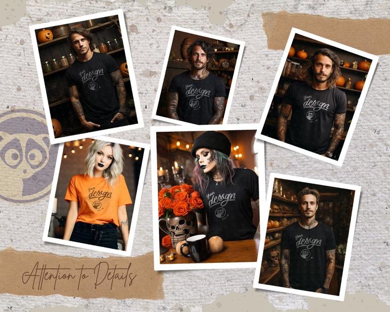 Halloween Mockup Bundle, T-Shirt Mockup Bundle Halloween Theme, Pumpkin Mockup, Men And Women T shirt Mockup Bundle