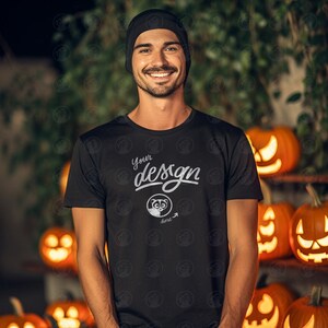 Halloween Mockup Bundle, T-Shirt Mockup Bundle Halloween Theme, Pumpkin Mockup, Men And Women T shirt Mockup Bundle