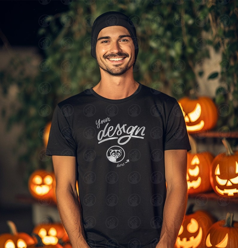 Halloween Mockup Bundle, T-Shirt Mockup Bundle Halloween Theme, Pumpkin Mockup, Men And Women T shirt Mockup Bundle