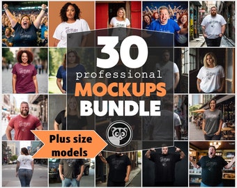 Plus Size Models Mockup Bundle, Men And Women Mockup Bundle, Large Sizes T-Shirt Mockup Bundle, Alternative Mockup Se, Diverse Model Mockup
