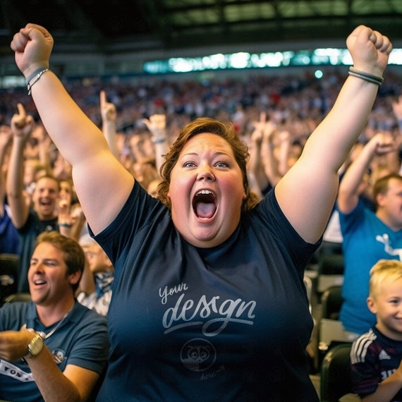 Sports Mockup, Team T Shirt Mockup, Plus Size Woman Mockup, Extra Large Navy Blue T-Shirt Mockup, Women's Tee Mockup, League T Shirt  Mockup