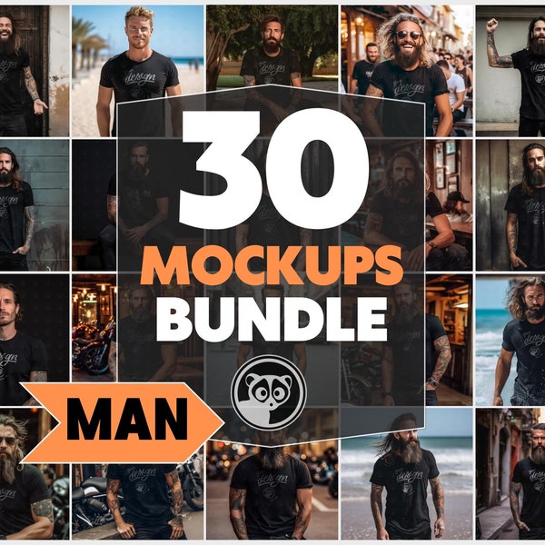 Grunge Masculine Men Mockup Bundle, T-shirt noir Male Mockups Bundle, Punk Rock Mockups, Manly Mockups Bundle, Hipster Mockup, Alternative