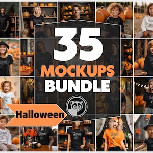 Halloween Mockup Bundle, T-Shirt Mockup Bundle Halloween Theme, Pumpkin Mockup, Men And Women T shirt Mockup Bundle