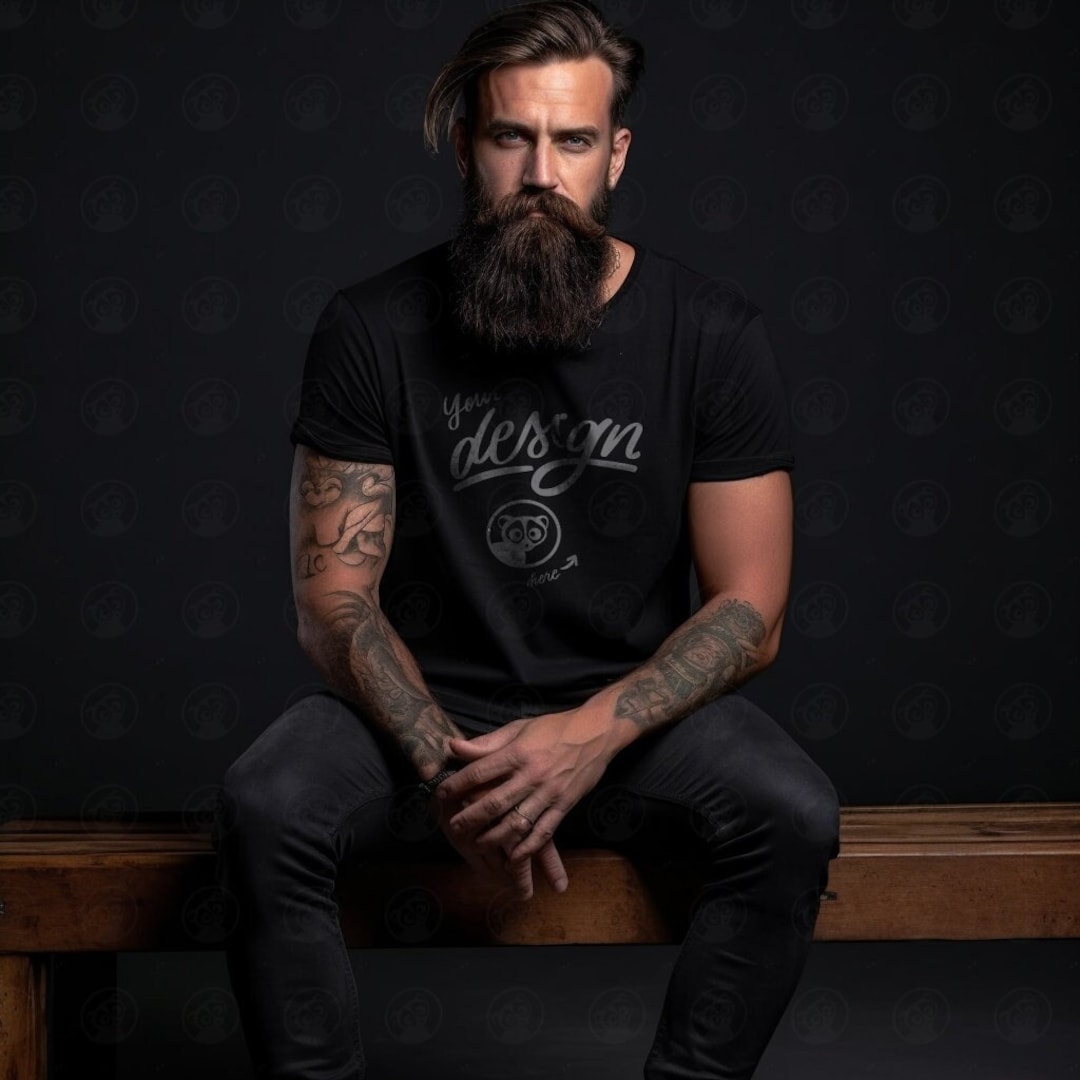 Black T-shirt Mockup, Tattoo Model, Male Black Shirt Mockup, Model ...