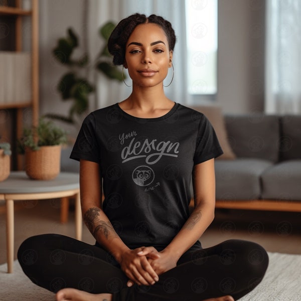 Black T Shirt Mockup, Lifestyle mockup, Black Mockup, Yoga Mockup, Pilates Mockup, Bella Canvas, T-Shirt Mock-up, Woman T-shirt Mockup