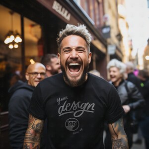 Street Vibe Men Mockup Bundle, Black T-Shirt Male Mockups Bundle, Tattooed Man Mockup, Manly Mockup Bundle, Hipster Mockup, Alternative Men