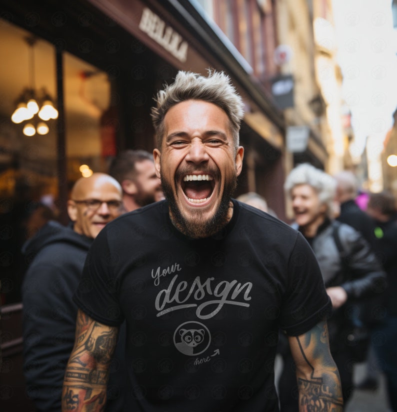 Street Vibe Men Mockup Bundle, Black T-Shirt Male Mockups Bundle, Tattooed Man Mockup, Manly Mockup Bundle, Hipster Mockup, Alternative Men