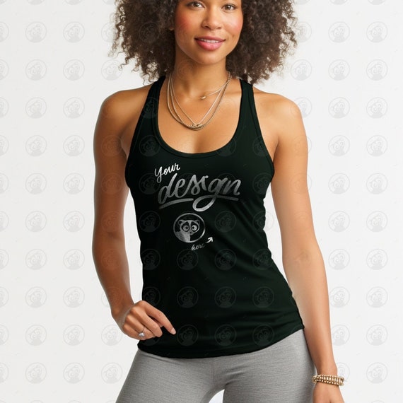 Black color Tank Top Mockup, Casual wear mockup, Tank Mockup, Black Woman Model Tank Top Mockup, Bella Canvas 3480 Tank Mockup