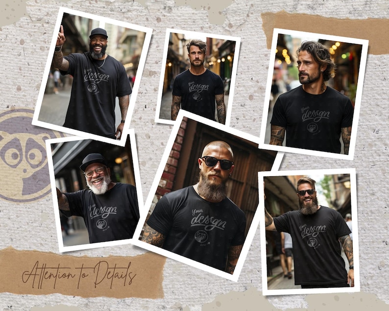 Street Vibe Men Mockup Bundle, Black T-Shirt Male Mockups Bundle, Tattooed Man Mockup, Manly Mockup Bundle, Hipster Mockup, Alternative Men