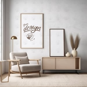 Wood Frames Mockup, Mockup Frame, Picture Frame Mockup, Photo Frame Mockup, Boho Frame Mockup, Mock Up Wall Art, Styled Two Frames Mock up