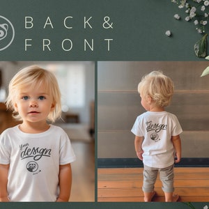 Bundle Of Front and Back Mockups, Boy T-Shirt Mockup, 3 files Bundle, Kids White T Shirt Mockup, Toddler Boy TShirt Mock up, Back And Front