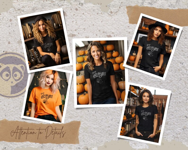 Halloween Mockup Bundle, T-Shirt Mockup Bundle Halloween Theme, Pumpkin Mockup, Men And Women T shirt Mockup Bundle