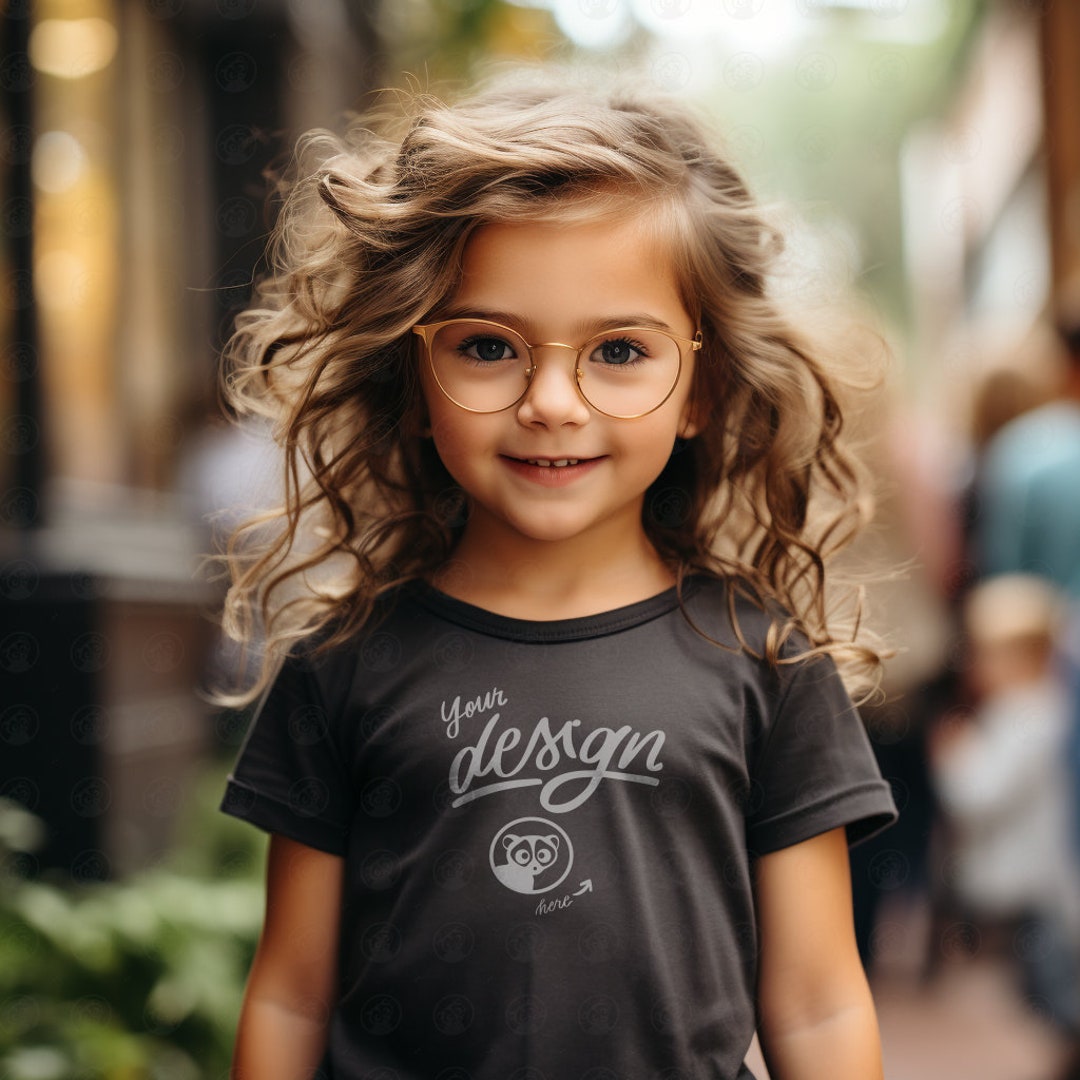 Girl Black T Shirt Mockup Black Shirt Mockup Black Tee Etsy