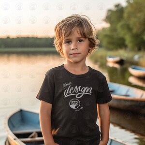 Boy T-Shirt Mockup,  Black T-Shirt Mockup, Kids Mockup, Model shirt Mockup,Kids Bella Canvas , Children Mockups, Childs Black Shirt Mock up