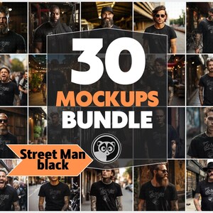 Street Vibe Men Mockup Bundle, Black T-Shirt Male Mockups Bundle, Tattooed Man Mockup, Manly Mockup Bundle, Hipster Mockup, Alternative Men