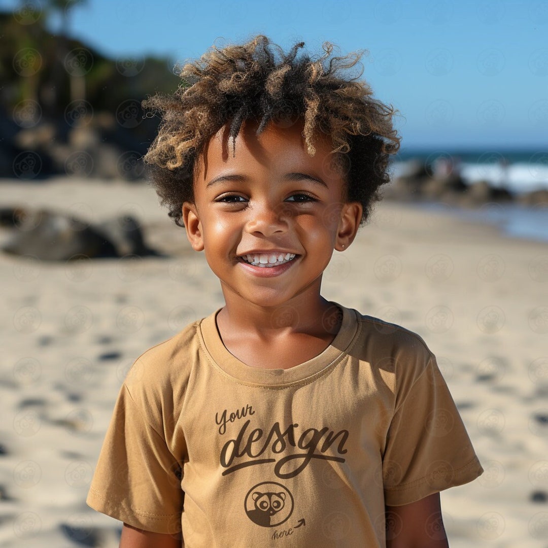 Beach Mockup, Camel Color T-shirt Mockup, Boy T-shirt Mockup, Kid ...