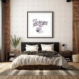 Bedroom Frame Mockup, Large Black Frame Mockup, Picture Frame Mockup, Photo Frame Mockup, Large Frame Mock, Interior Wall Art Mockup