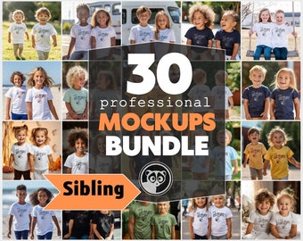 Siblings Mockup Bundle, T Shirt Mockups, Kids Outdoor activities Mockups, Brother and Sister Mockups, Family Matching Mock up, Set Of Shirts