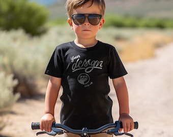 Boy T-Shirt Mockup,  Black T-Shirt Mockup, Kids Mockup, Kids Bella Canvas, Children Mockups, Boy On Bike Mock up, Outdoor Boy Shirt Mockup
