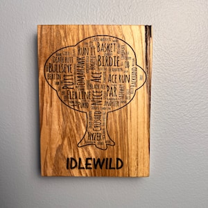 Disc Golf Lingo Word Sign Laser Engraved 5x7 | Live Edge Wall Art |  Disc Golfer Wall Decoration | Frisbee Golf Gift | Nature Lover Gift