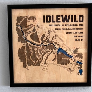 Idlewild Disc Golf Map Laser Engraved 3D | Disc Golfer Wall Decoration | Frisbee Golf Gift | Kentucky Park Gift | Outdoor Map Decor