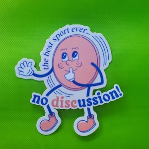 Best Sport Ever No Discussion Comic Sticker | Waterproof Sport Gift | Frisbee Golf Player | Funny Water Bottle Sticker | Character Decal