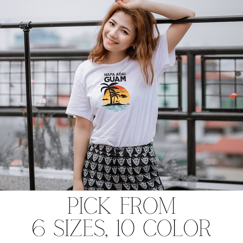 Hafa Adai Guam Sunset T-shirt Tropical Island Palm Tee Scenic Beach