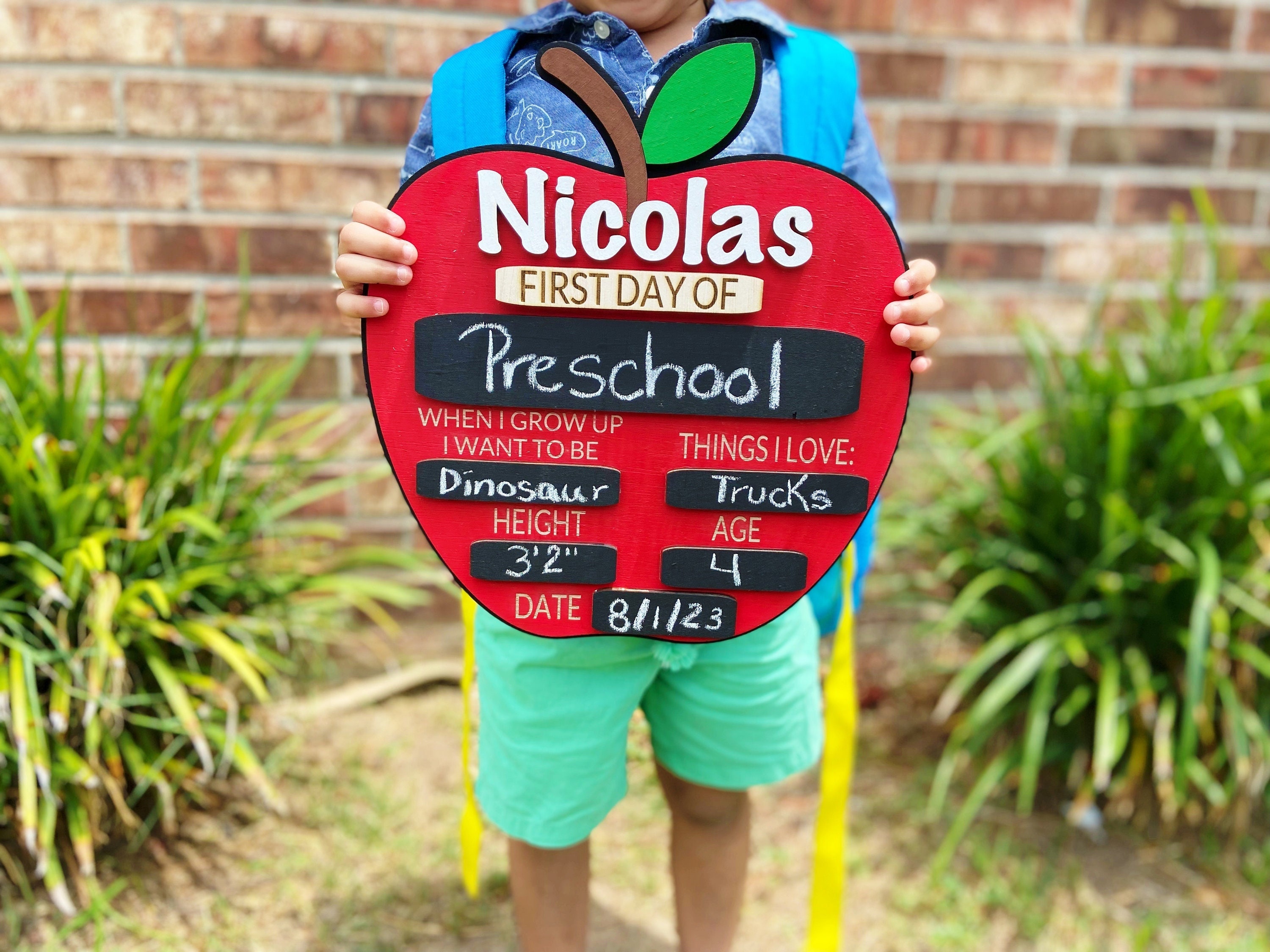 Personalized First Day of School Sign, Back to School, Custom School