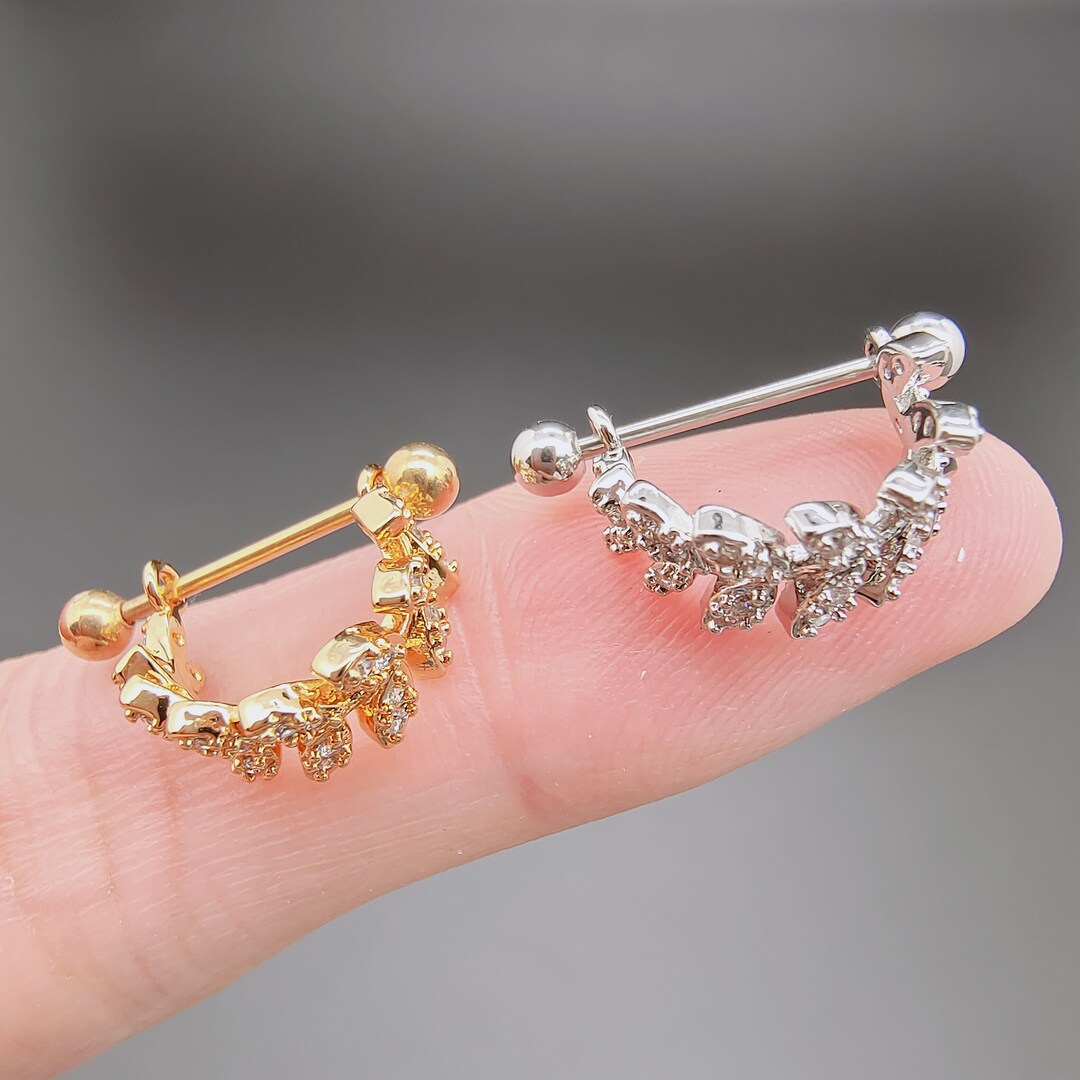 Gold Leaf Climber Cartilage Earring Conch Earring Tiny Etsy