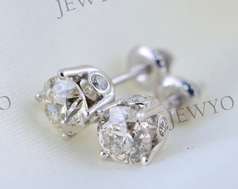 Solitaire Stud Earrings | Classic Diamond Studs | Unisex Round Cut Earrings for Her
