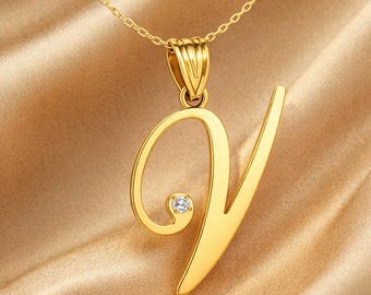 Letter V Initial Necklace | Monogram Necklace