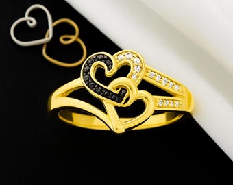 Diamond Double Open Heart Ring