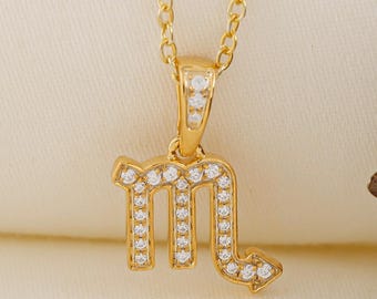 Diamond Scorpio Zodiac Necklace | Celestial Constellation Pendant | October-November Birth Sign Jewelry | Horoscope Gift